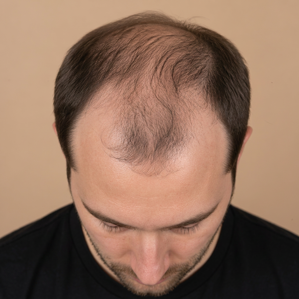 Før hårtransplantation fue