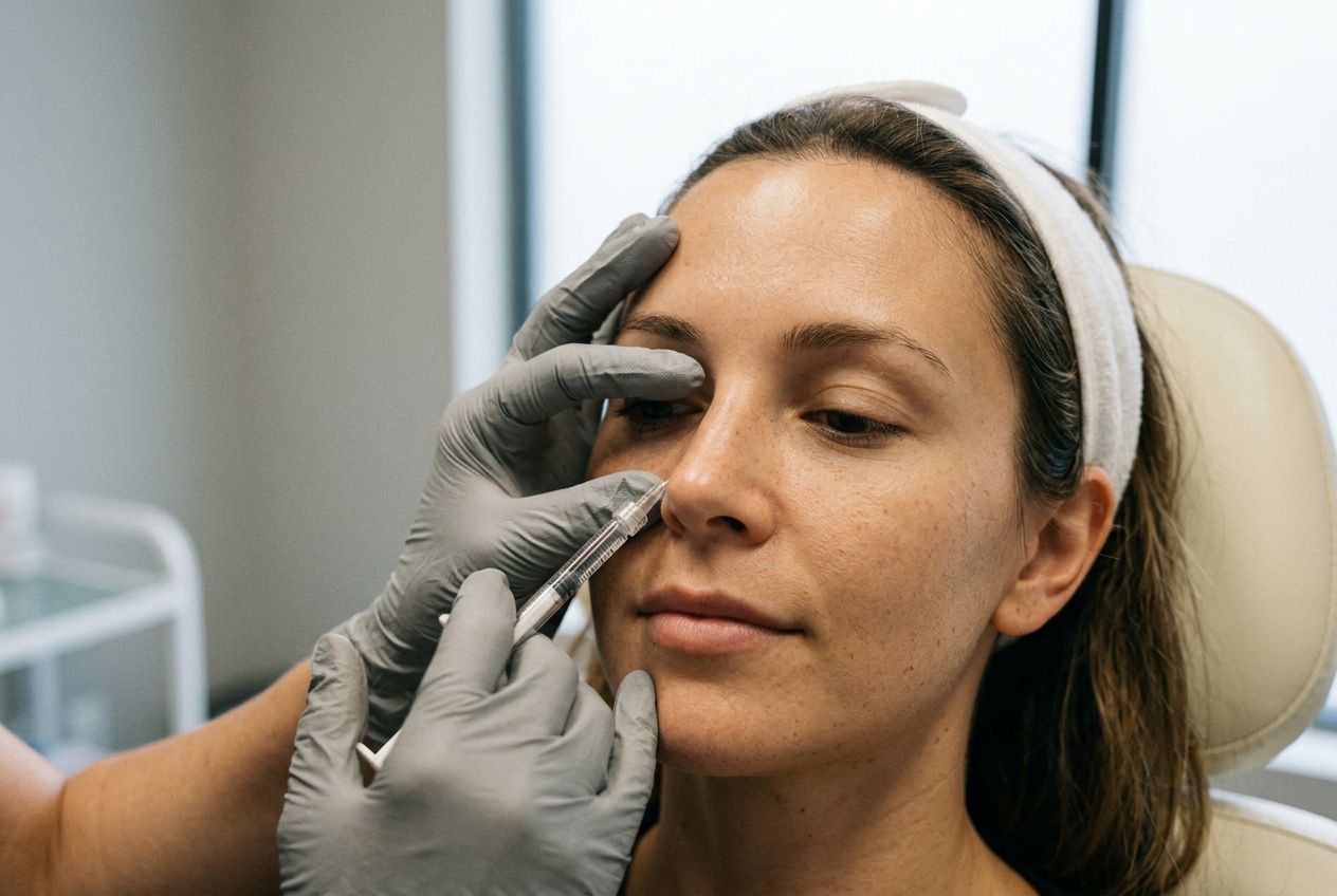Illustration af non-surgical næsekorrektion med filler